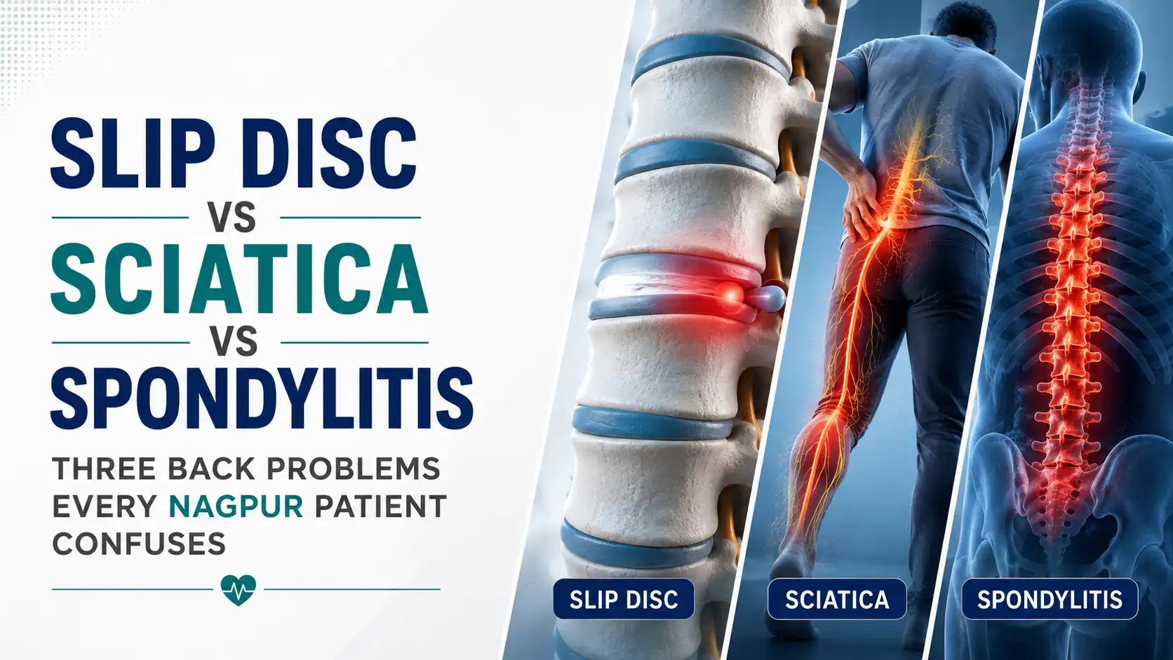 Slip Disc vs Sciatica vs Spondylitis: Three Back Problems Every Nagpur Patient Confuses